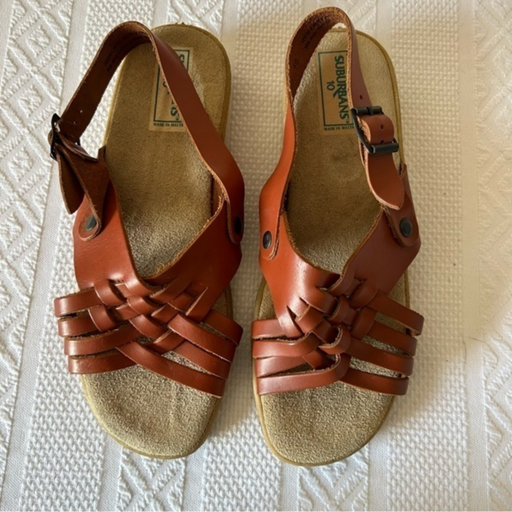 Suburbans Braided Leather Sandals‎ Size 10 Made in Malta